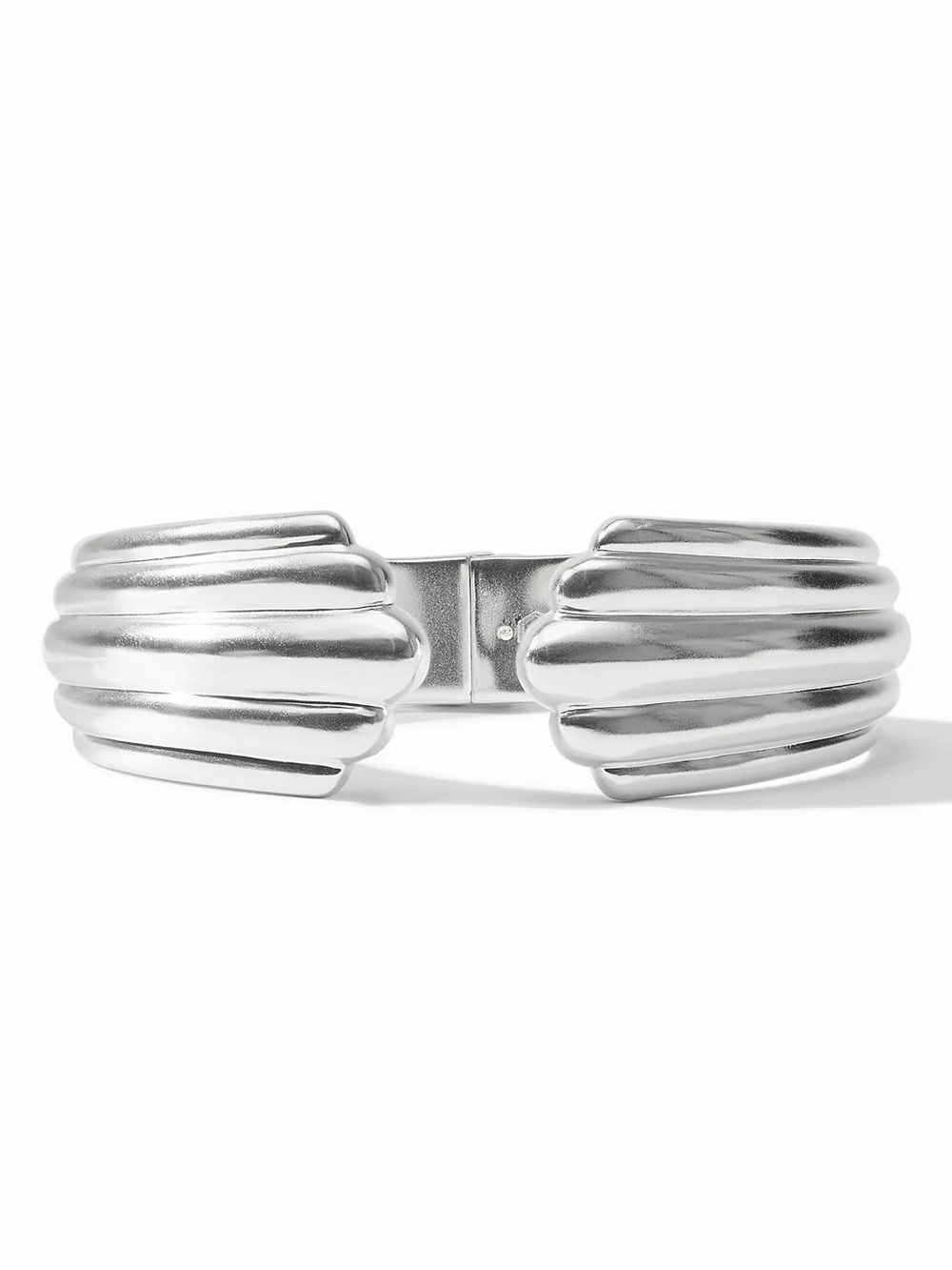 Chunky Ribbed Silver Cuff Bracelet